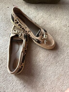 Sperry Tan and Leopard-Print Women's Moccasin Loafers